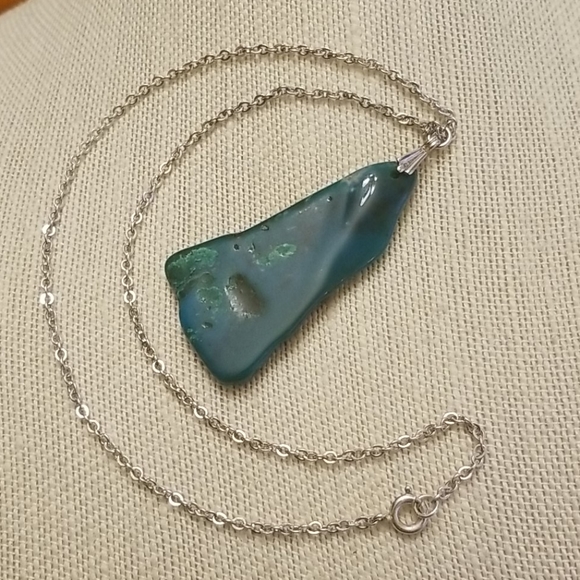 Vintage Jewelry - Retro Sterling & Real Stone Necklace